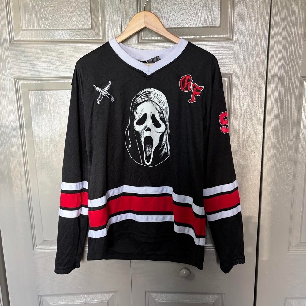 Bioworld Ghost Face Scream Hockey Jersey Mens Medium Black Red 96 Horror Movie